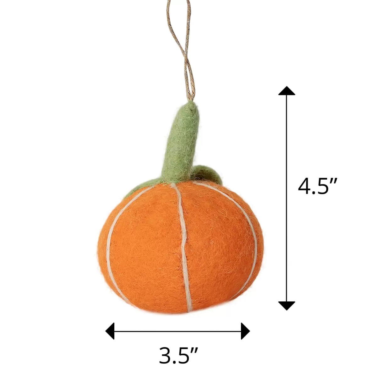 De Kulture Handmade Premium Wool Felt Hanging Single Pumpkin Eco Friendly Needle Felted Stuffed Halloween Ornament Ideal for Home Office Party Decoration Holiday Décor,3.5x4.5 (DH) Inches